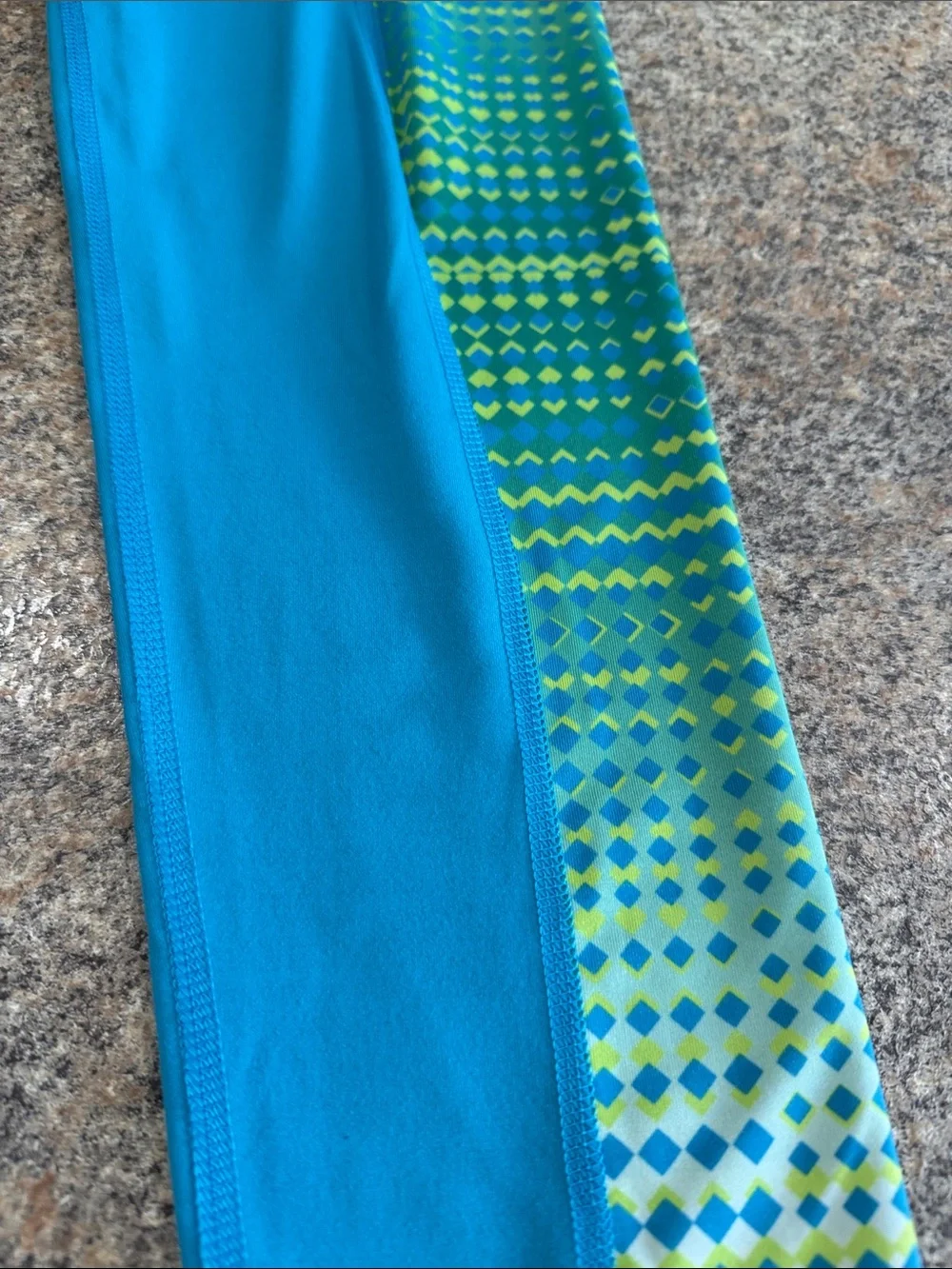 Spyder Teal Girls' Athletic Leggings with Green Accent Panels size small/medium